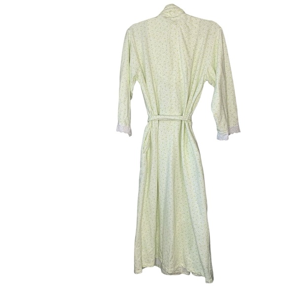 Aria green‎ ditsy floral print cotton long length maxi robe with belt. Size S - Picture 2 of 9